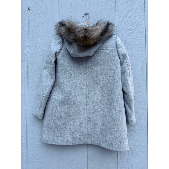new J CREW light gray wool faux fur hooded Chateau parka winter coat jacket - Picture 4 of 14